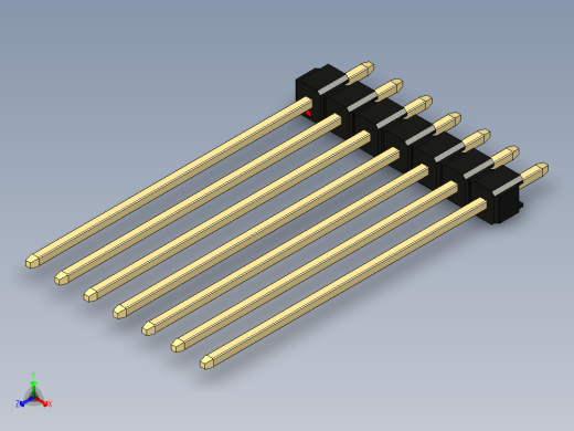 彩色公头100mil（2.54mm）系列-DS1021_black_1x07p_100mil_Type43_rev1.0正等轴测缩略图
