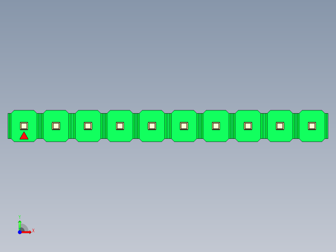 彩色公头100mil（2.54mm）系列-DS1021_green_1x10p_100mil_Type1_rev1.0前视图