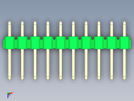 彩色公头100mil（2.54mm）系列-DS1021_green_1x10p_100mil_Type1_rev1.0俯视缩略图