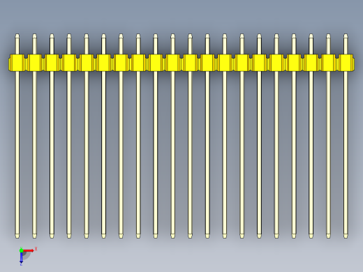 彩色公头100mil（2.54mm）系列-DS1021_yellow_1x20p_100mil_Type43_rev1.0俯视缩略图