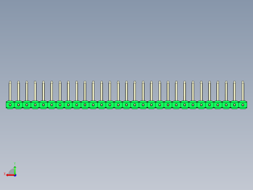彩色公排针 100mil 2.54mm 系列-DS1022_green_29p_100mil_TypeU_rev1.0后视缩略图