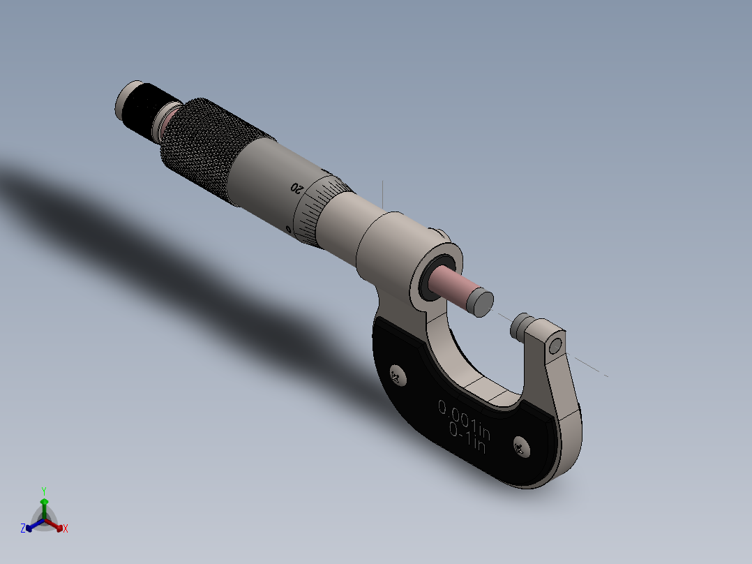 千分尺0-1正等轴测图