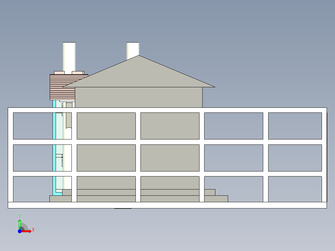高压变压站三维模型设计前视图