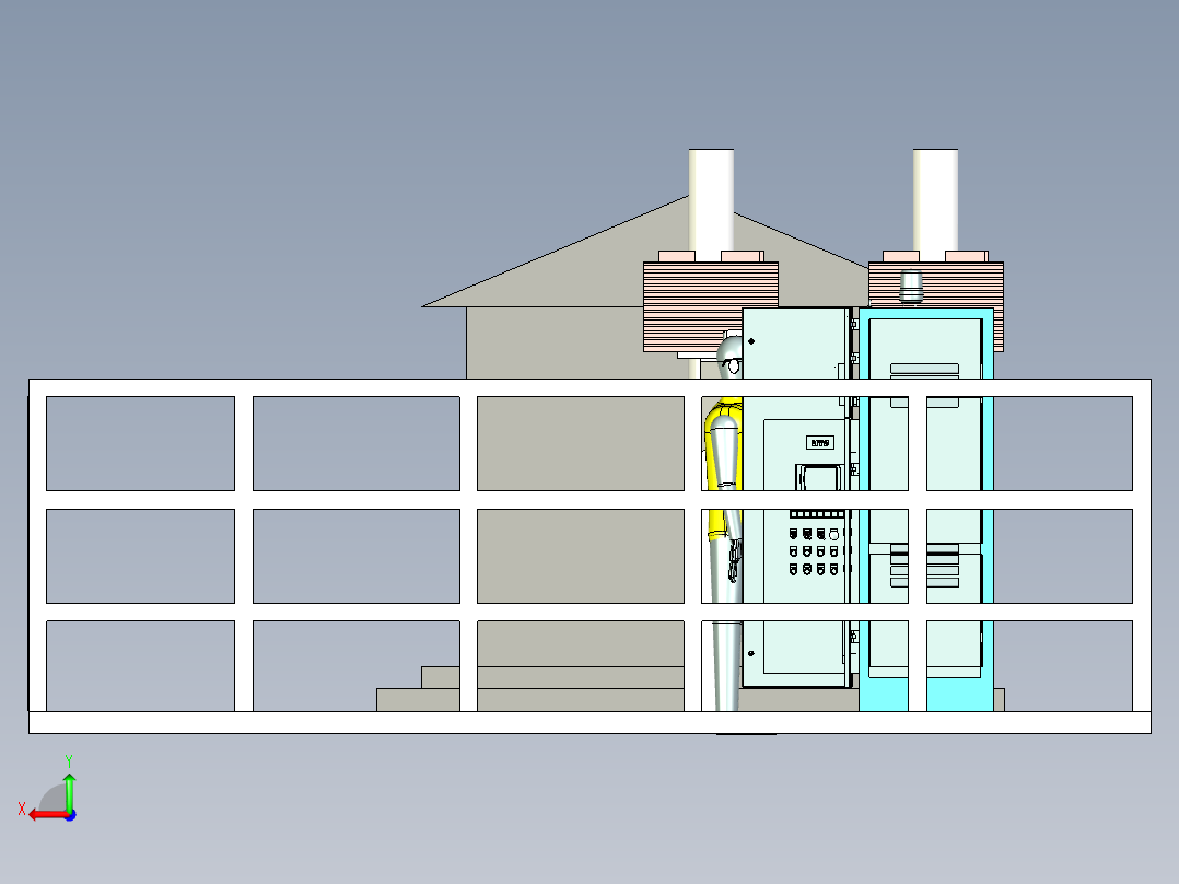 高压变压站三维模型设计后视图