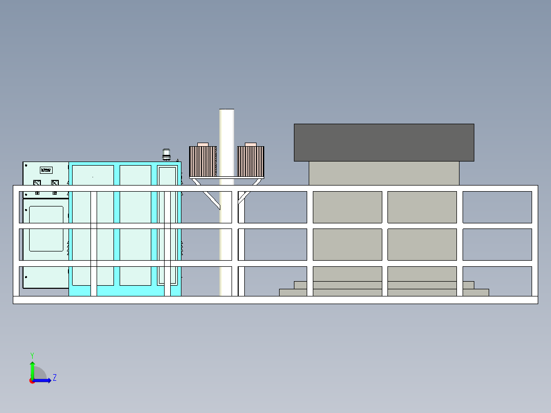 高压变压站三维模型设计左视图