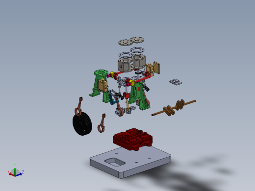 蒸汽机vertical-twin-steam-engine-with-reverse-gear-模型格式为 sw