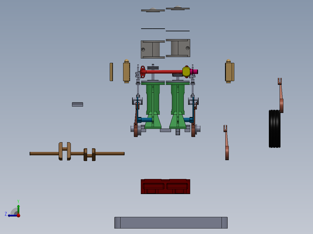 蒸汽机vertical-twin-steam-engine-with-reverse-gear-模型格式为 sw右视图