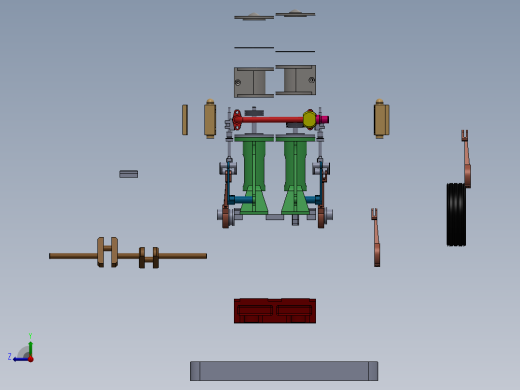 蒸汽机vertical-twin-steam-engine-with-reverse-gear-模型格式为 sw右视缩略图