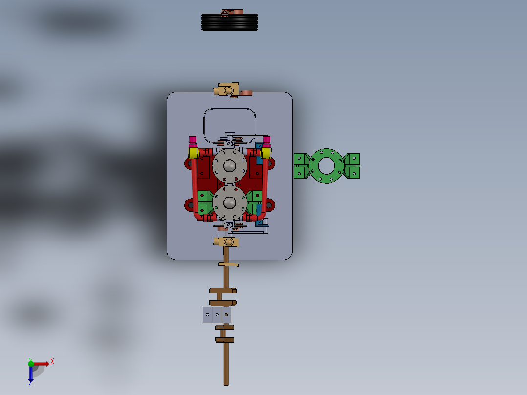蒸汽机vertical-twin-steam-engine-with-reverse-gear-模型格式为 sw俯视图