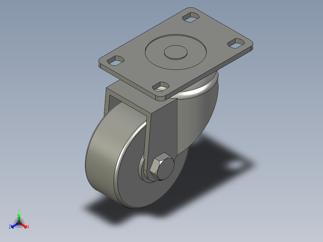 CKN11-D75-LJ-YM-WDJ-20脚轮正等轴测图
