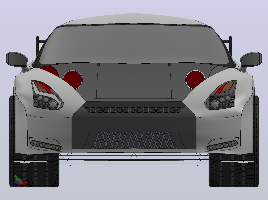 NISSAN GTR汽车曲面造型前视图