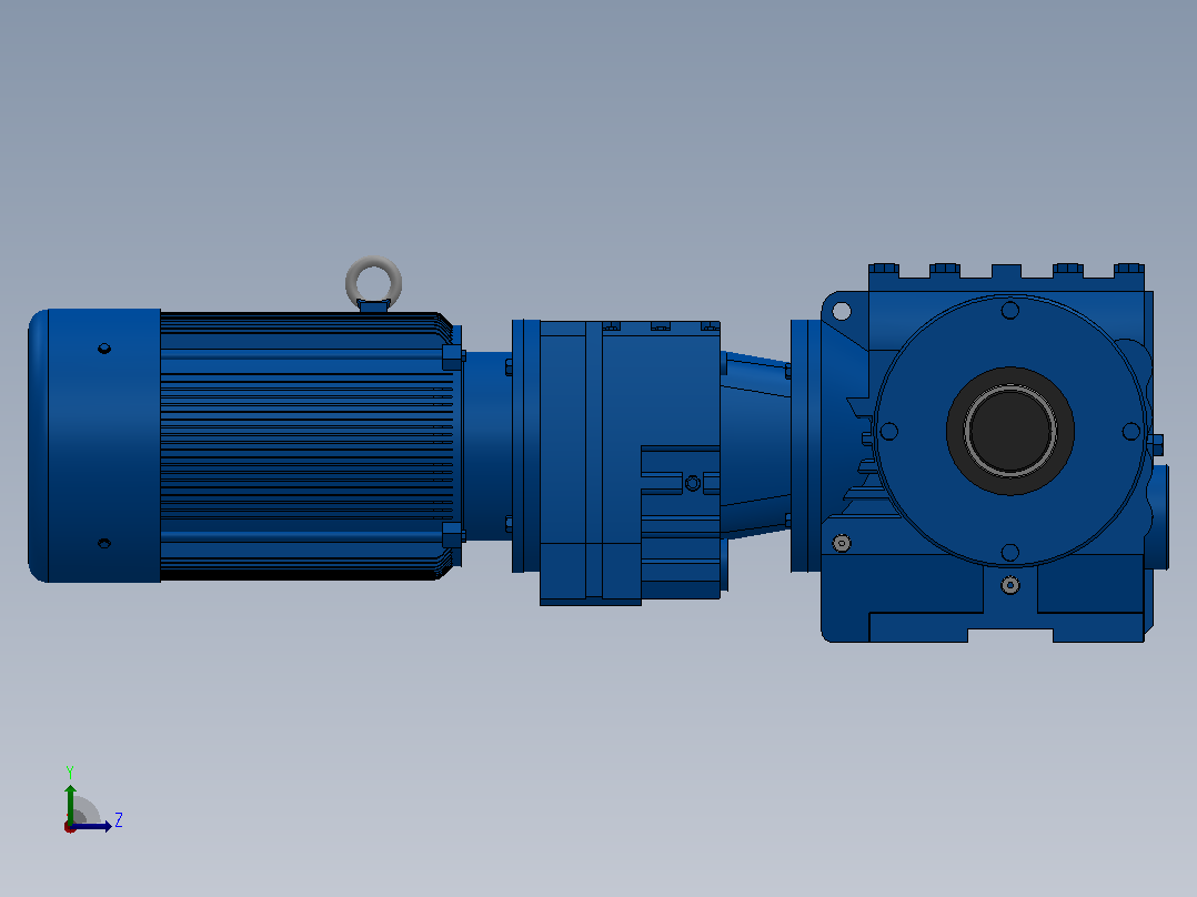 SA47R17组合式斜齿-蜗轮蜗杆减速机SA47R17-Y0.18-4P-229-M1-0°-B左视图