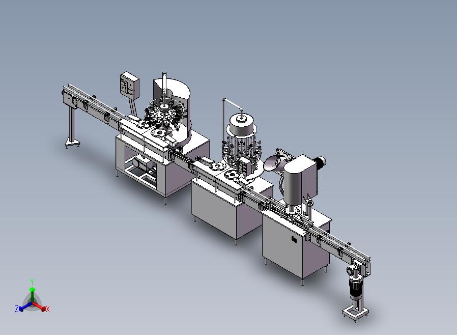 全自动化瓶装饮料生产线正等轴测图