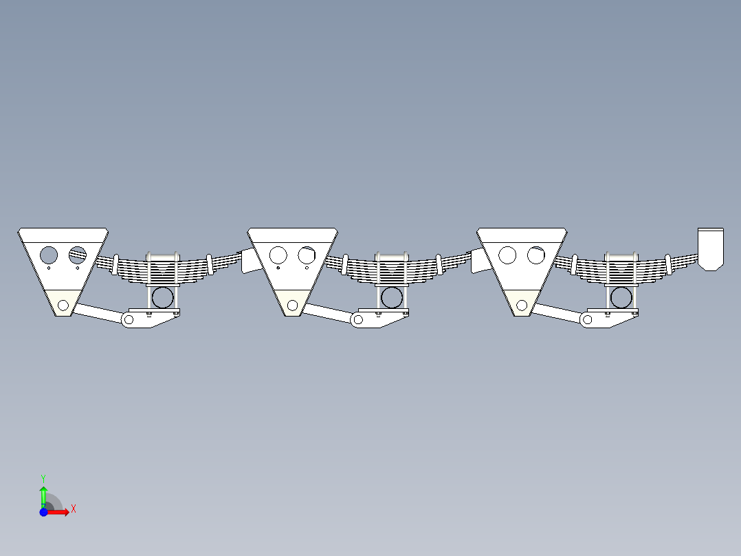 Henred F Tridem三轴悬挂支架3D数模图纸 Solidworks设计 附x_t前视图