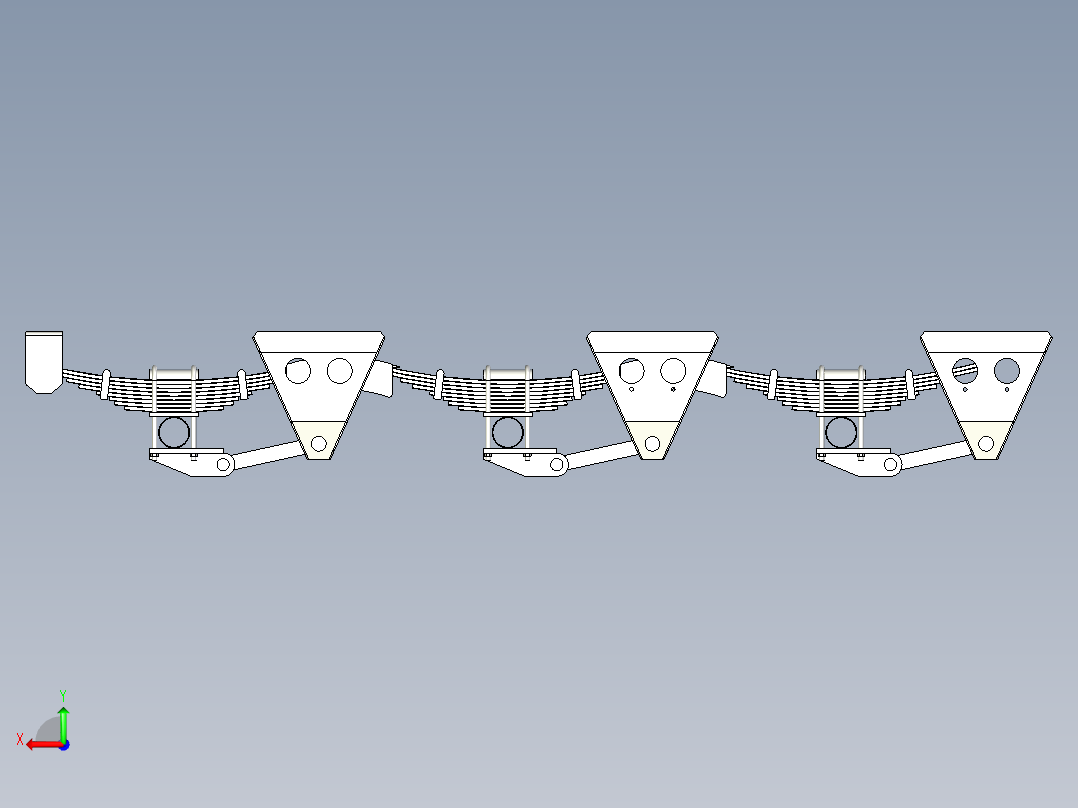 Henred F Tridem三轴悬挂支架3D数模图纸 Solidworks设计 附x_t后视图
