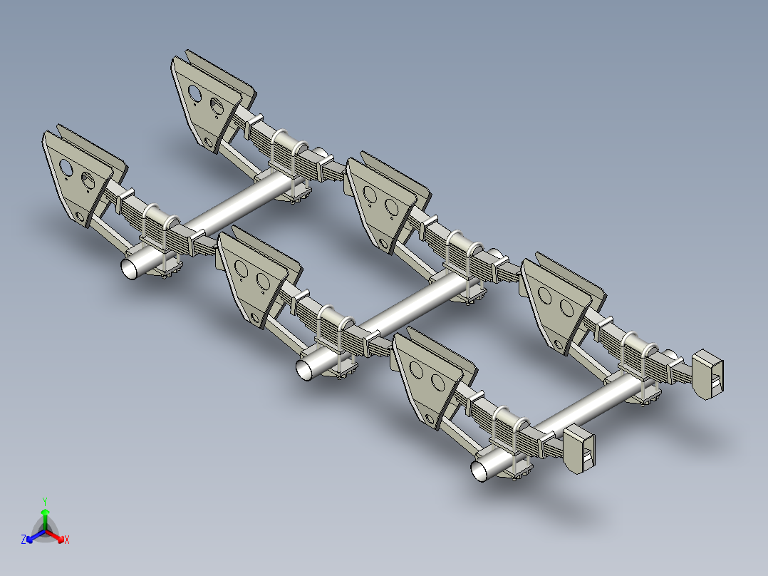 Henred F Tridem三轴悬挂支架3D数模图纸 Solidworks设计 附x_t正等轴测图