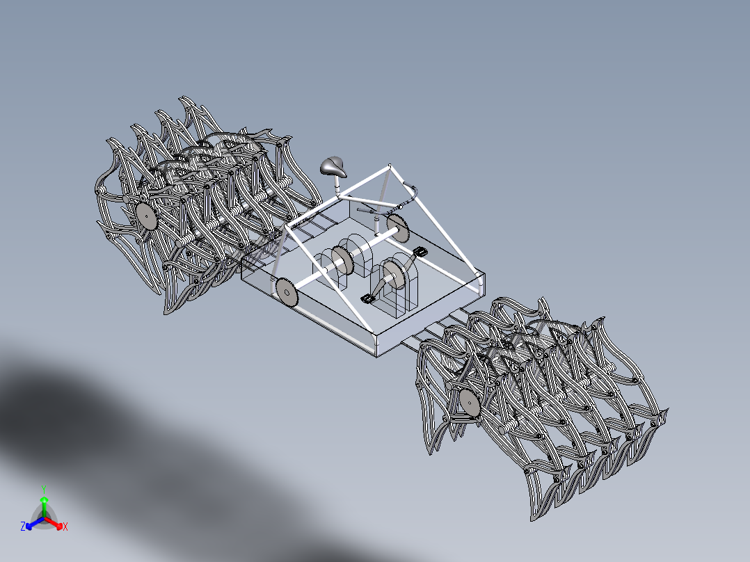 脚踏骑行式Strandbeests仿生兽车3D数模图纸 Solidworks 附STEP正等轴测图