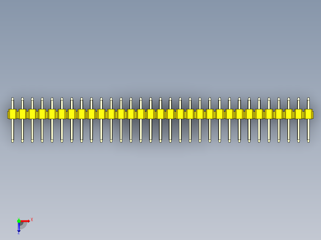 彩色公头100mil（2.54mm）系列-DS1021_yellow_2x31p_100mil_Type1_rev1.0俯视图