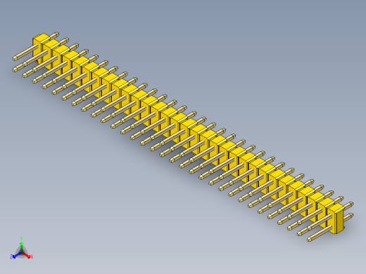彩色公头100mil（2.54mm）系列-DS1021_yellow_2x31p_100mil_Type1_rev1.0正等轴测缩略图