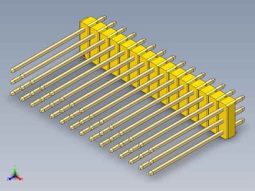 彩色公头100mil（2.54mm）系列-DS1021_yellow_3x15p_100mil_Type19_rev1.0
