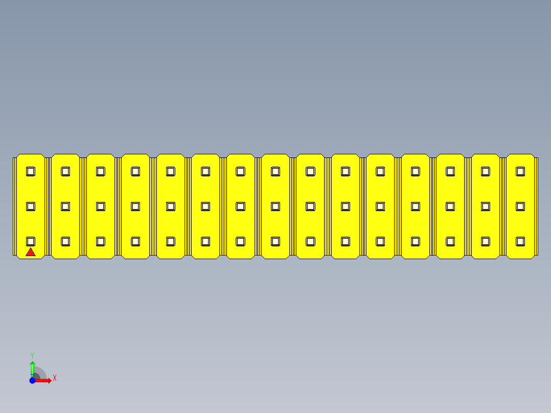 彩色公头100mil（2.54mm）系列-DS1021_yellow_3x15p_100mil_Type19_rev1.0前视图