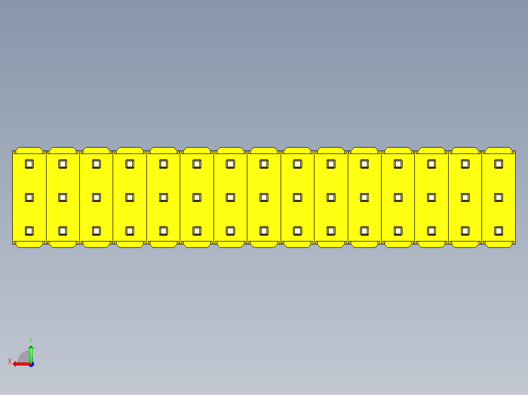 彩色公头100mil（2.54mm）系列-DS1021_yellow_3x15p_100mil_Type19_rev1.0后视图