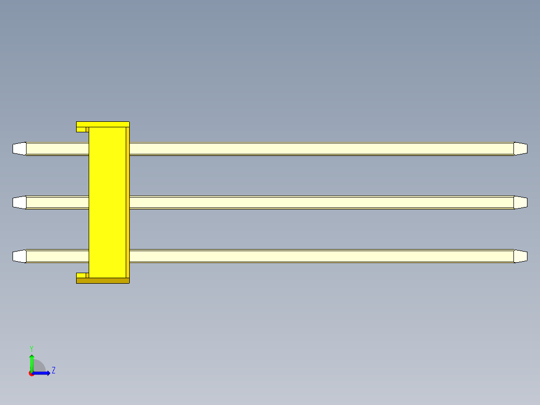 彩色公头100mil（2.54mm）系列-DS1021_yellow_3x15p_100mil_Type19_rev1.0左视图