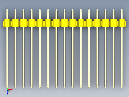 彩色公头100mil（2.54mm）系列-DS1021_yellow_3x15p_100mil_Type19_rev1.0俯视缩略图