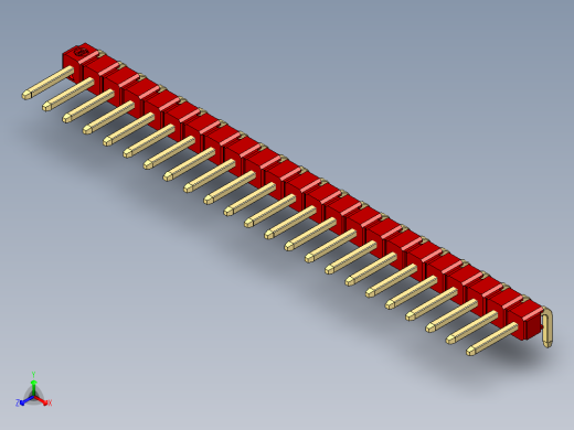 彩色公排针 100mil 2.54mm 系列-DS1022_red_1x23p_100mil_TypeD_rev1.0
