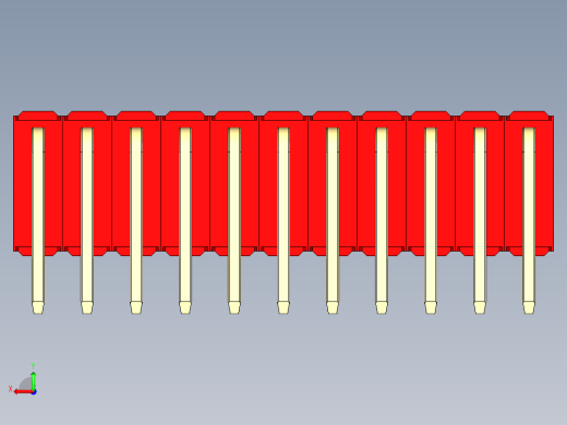 彩色公排针 100mil 2.54mm 系列-DS1022_red_3x11p_100mil_TypeD_rev1.0后视缩略图
