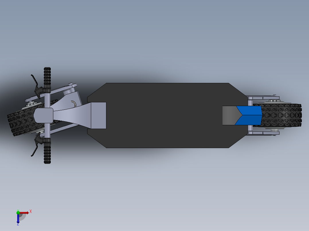 带减震的越野电动滑板车俯视图