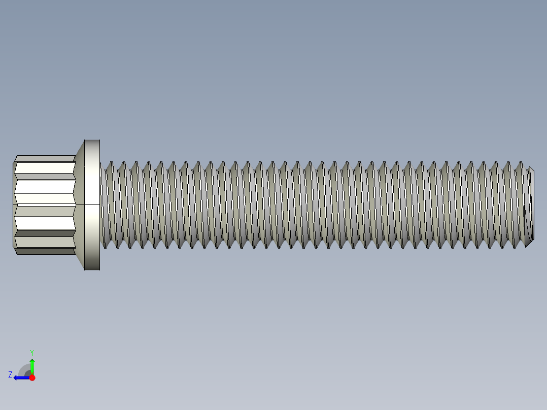 1_4in-28法兰头螺钉-1-4in-28 1.25long 12-point screws.IGS右视图