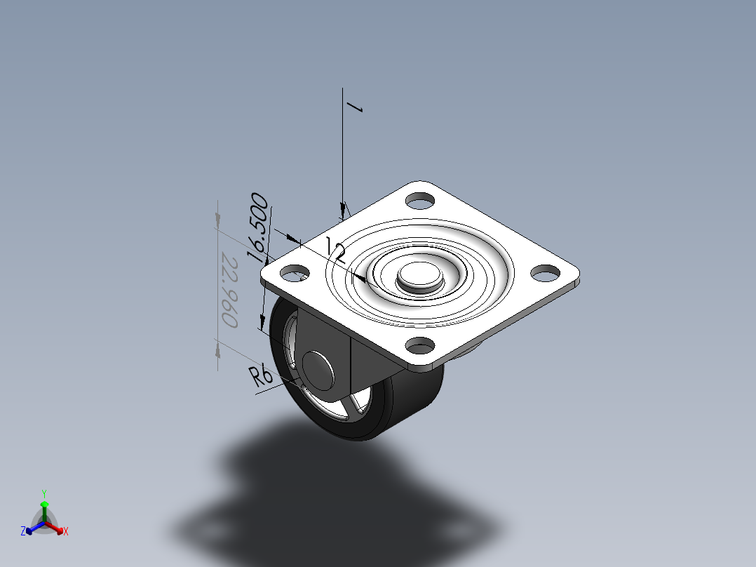 万向轮、脚轮(97)正等轴测图