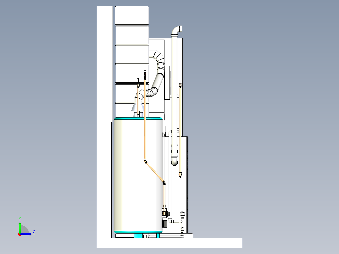 B2003898-炉子 - 水加热器布局左视图