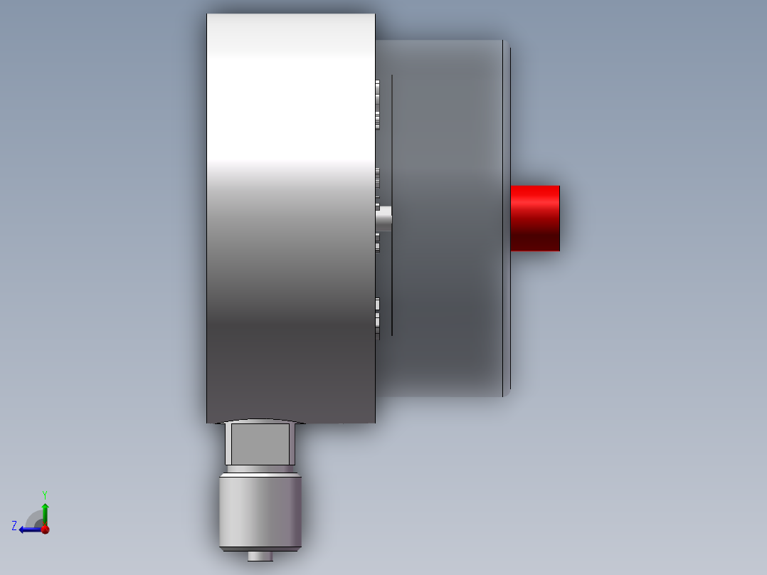 电接点压力表右视图