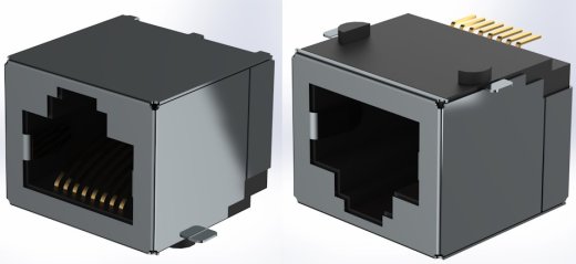 单以太网RJ45 SMD连接器，无LEDS，直角缩略图