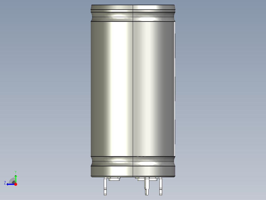 3V，450F超级电容器，TPLH 3R0 450SS35X71.STEP右视图