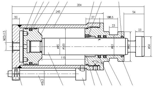 液压缸油缸CAD装配图纸A2图框16.5MPa缸径100行程115机械设计素材缩略图
