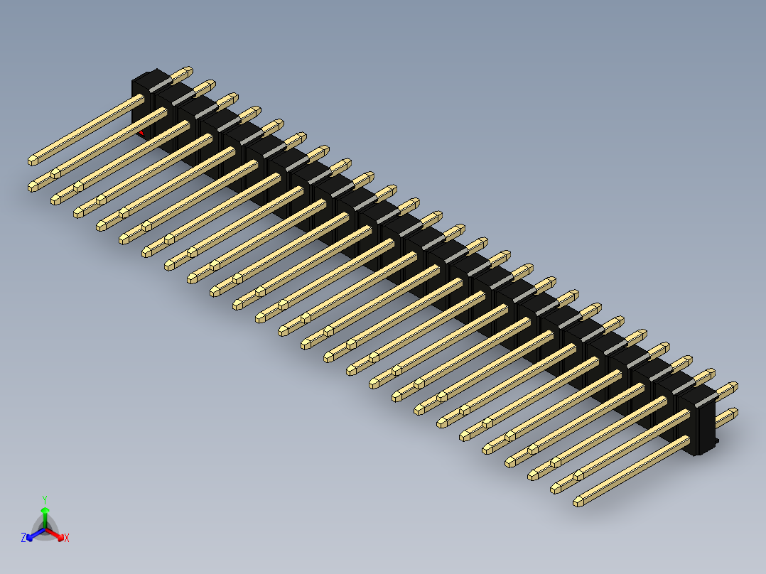 彩色公头100mil（2.54mm）系列-DS1021_black_2x25p_100mil_Type5_rev1.0主视图