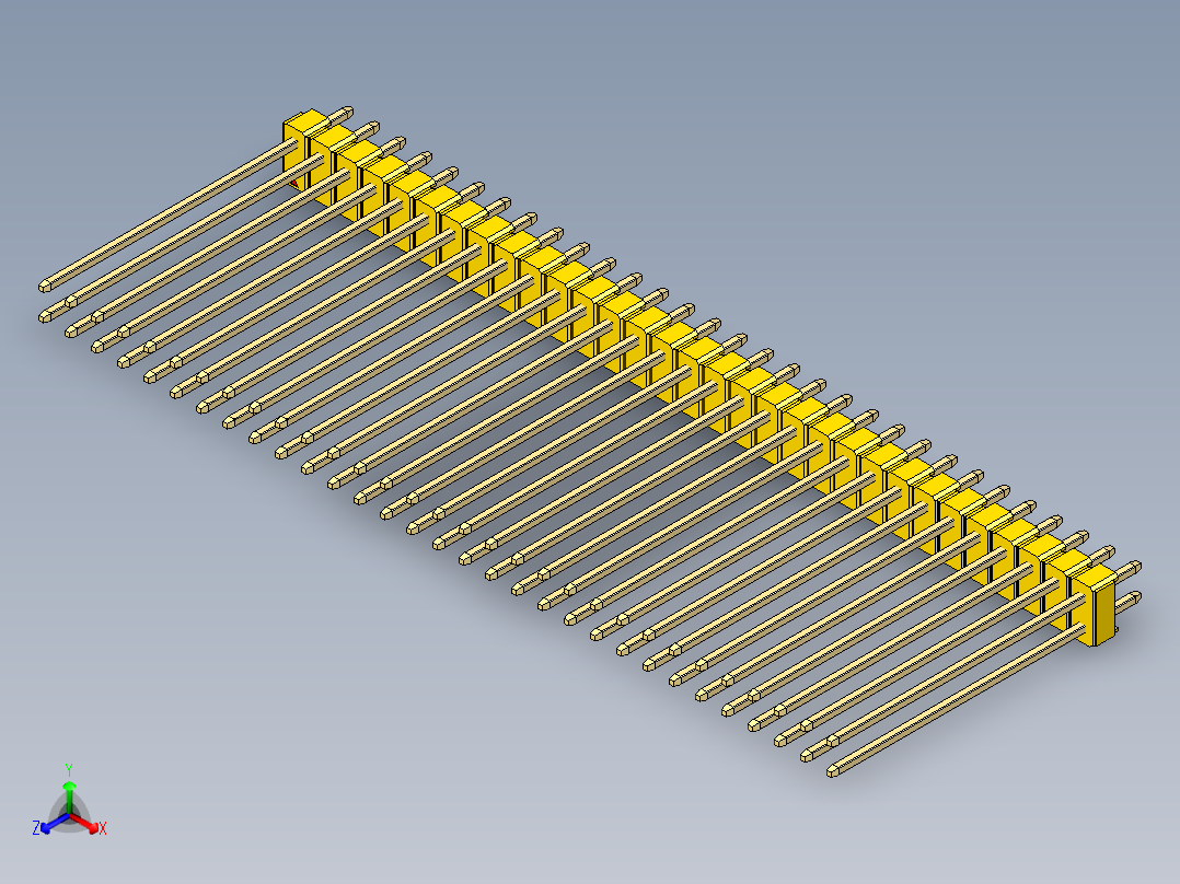 彩色公头100mil（2.54mm）系列-DS1021_yellow_2x31p_100mil_Type43_rev1.0主视图