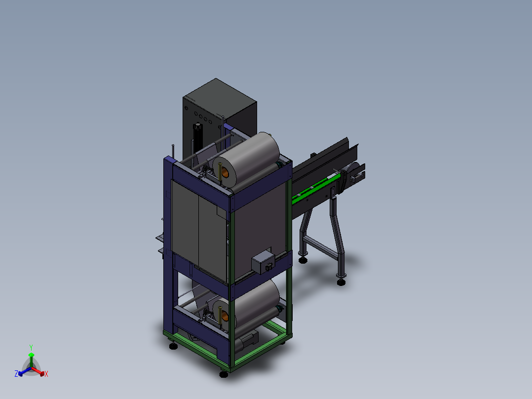 全自动袖口式封切收缩包装正等轴测图