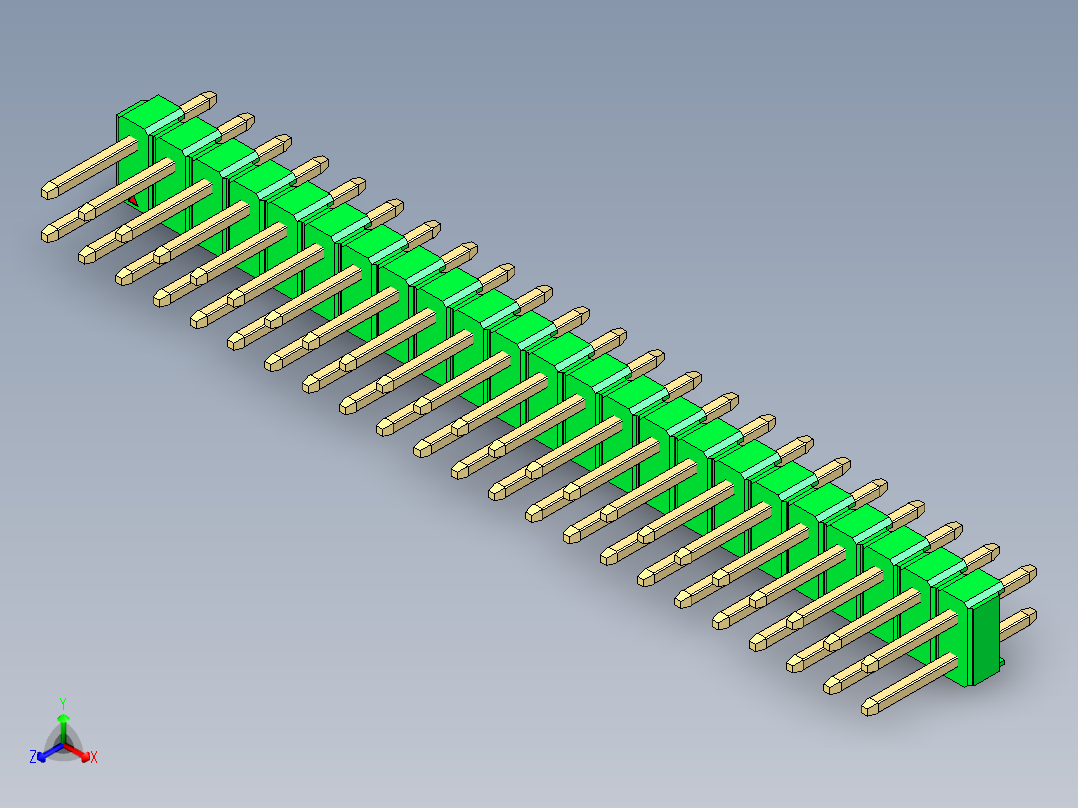 彩色公头100mil（2.54mm）系列-DS1021_green_2x23p_100mil_Type1_rev1.0主视图