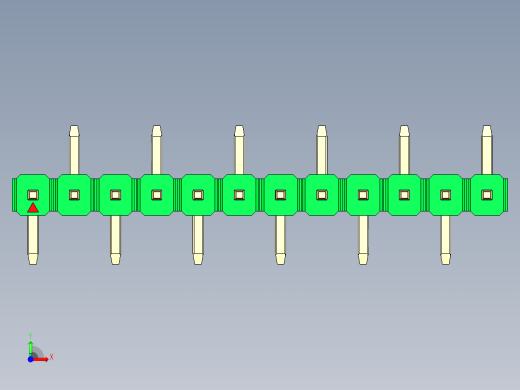 彩色公排针 100mil 2.54mm 系列-DS1022_green_12p_100mil_Type_SMT_R2_rev1.0前视缩略图