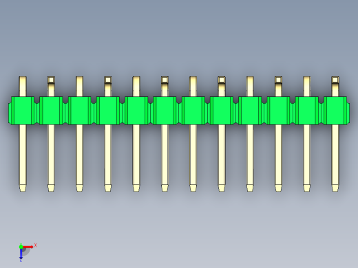彩色公排针 100mil 2.54mm 系列-DS1022_green_12p_100mil_Type_SMT_R2_rev1.0俯视缩略图