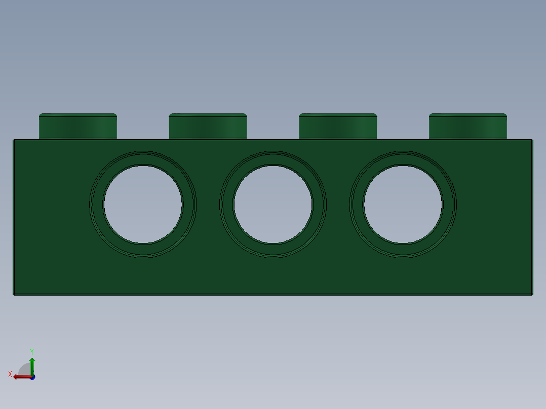 乐高机械组积木（横梁）-4107790 - 3701 Dark Green Technic Brick 1 x 4 with Holes后视图