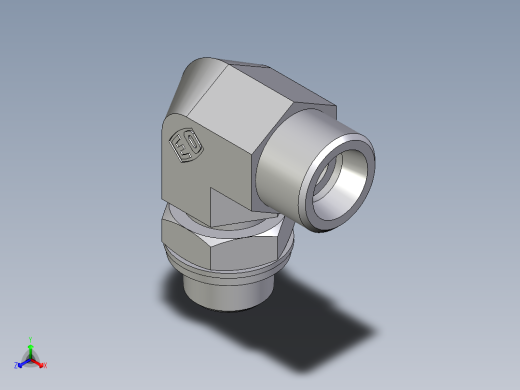 卡套式工业通用硬管接头EO_Adjustable_Locknut_elbow_WEE12SROMDCF正等轴测缩略图
