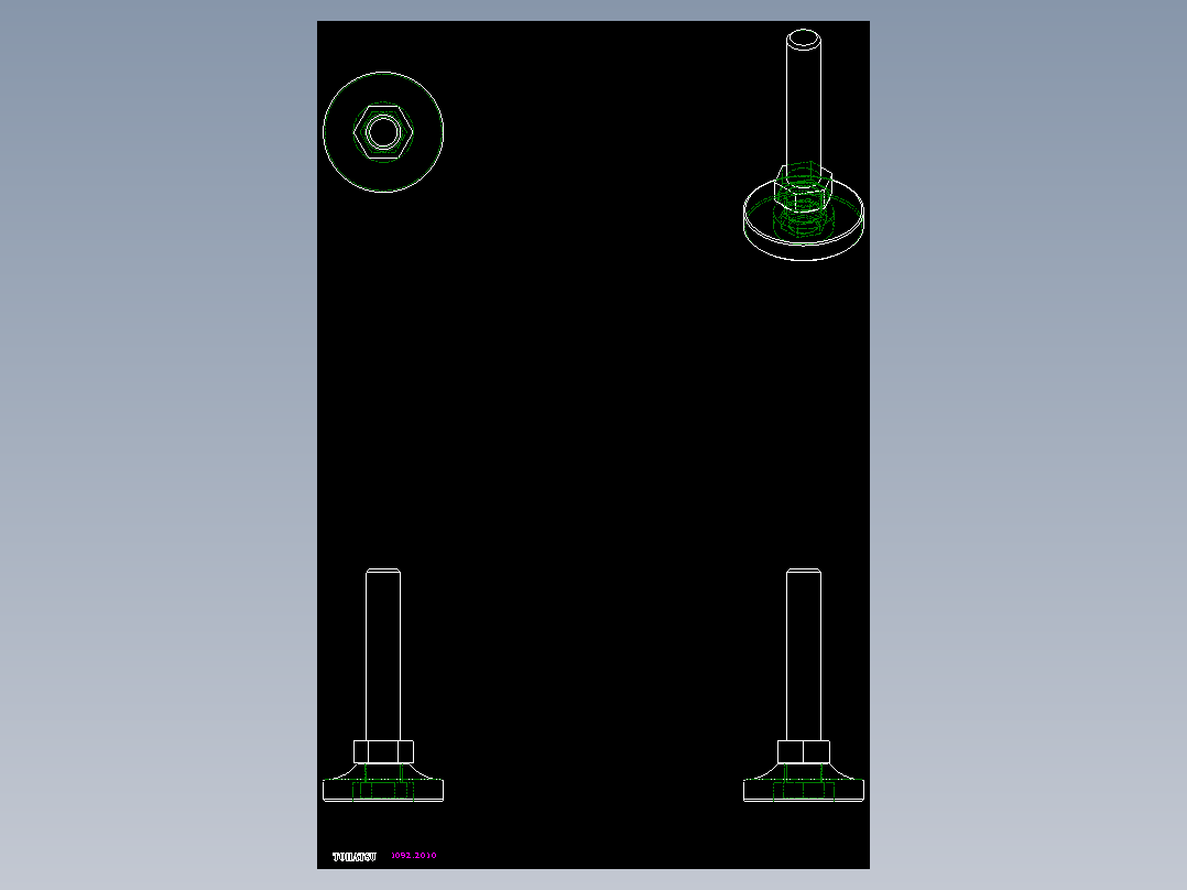 不銹鋼固定腳座1092-2D多系列多零件图纸模型