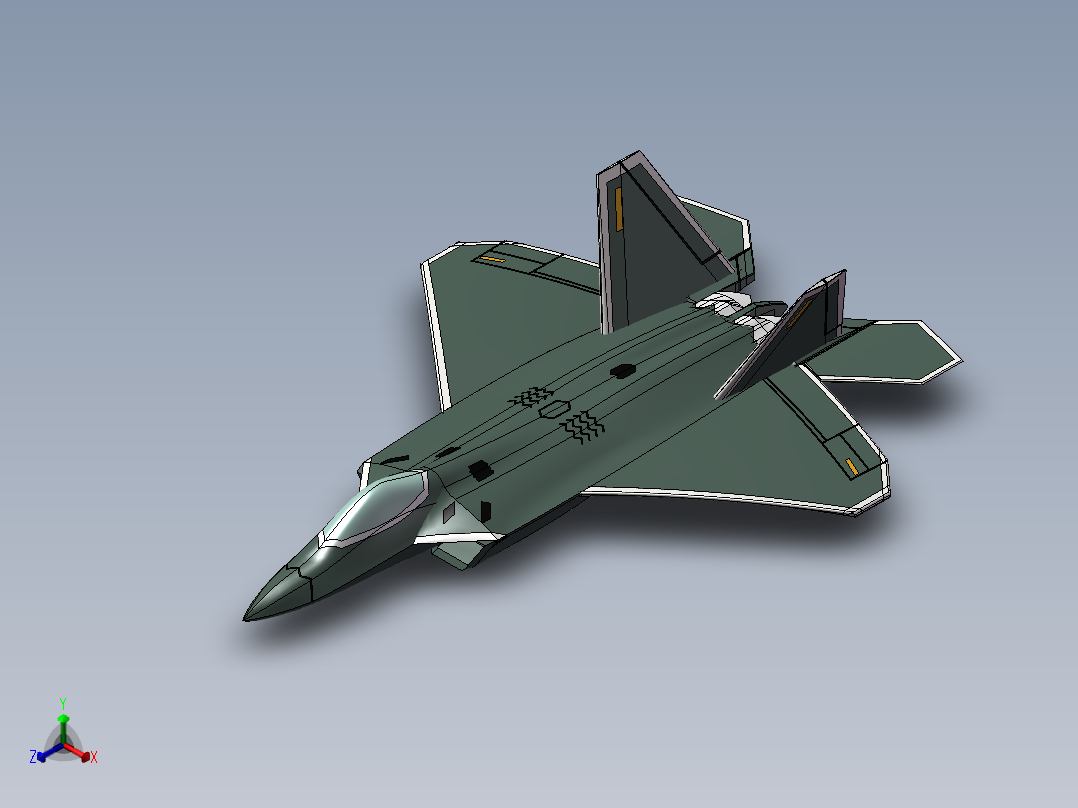 F22猛禽战斗机正等轴测图