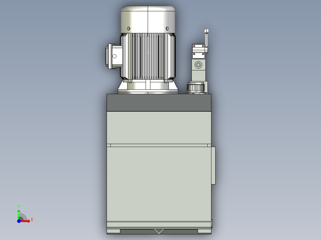 驱动液压缸，液压马达的动力站 非标自动化设备3D图纸3D模型前视图