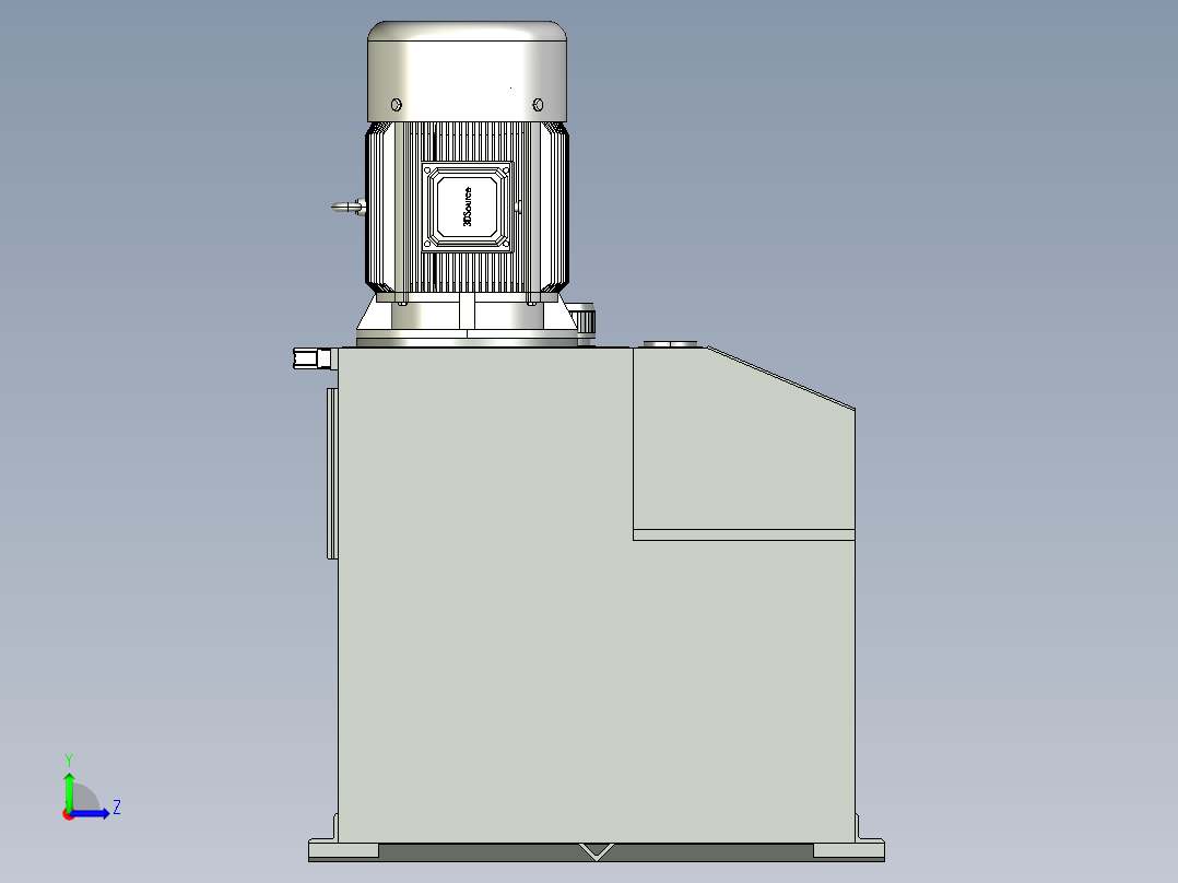 驱动液压缸，液压马达的动力站 非标自动化设备3D图纸3D模型左视图